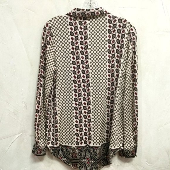 BCBGMaxAzira Womens Siz M 8 10 Tunic Top Shirt Blouse Stretch Beige Orange Brown - Picture 3 of 8